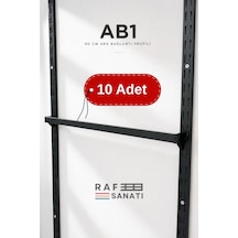 10 Adet - Ab1 90 Cm Askı Geçen Profil 10x30 Aksesuar Ara Bağlantı 40 Mm Hatve - Konik Dikme Uyumlu Raf Askı Aparatı Siyah