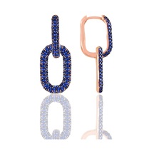 Gümüş Rose Safir Taşlı Sallantılı Trend Küpe