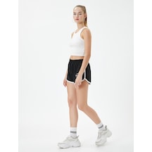 Koton Spor Şort Ekstra Mini Kolej Temalı Baskılı Beli Bağlamalı Siyah 4sal40012ık Siyah