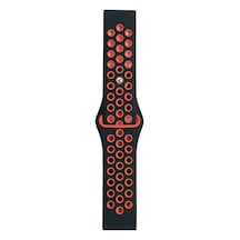 Mey İthalat Watch 22mm Spor Delikli Kordon - Siyah-kırmızı