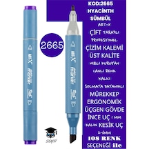 Çift Taraflı Profesyonel Çizim Kalemi Kalıcı Mürekkep Üçgen Gövde İnce Uç 1 Mm Kesik Uç 2-6mm Sketch 2665-mor Ton Hyacinth