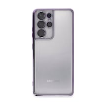 Bezos Samsung Galaxy S21 Ultra Uyumlu Kılıf Lensli Silikon - Mor Hb006