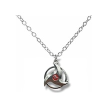 Naruto Sharingan Cosplay Kolye Kırmızı Mineli 60 Cm Zincirli Unisex Anime Takı Çok renkli