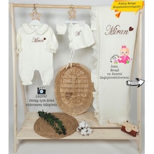 Gros Shop Yakalı Müslin Kumaş Hastane Çıkış Mevlüt Seti %100 Pamuk Organik Ekru