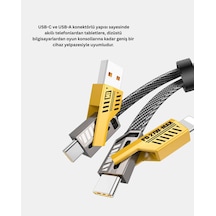 Usb-c Usb-a 4 Ü 1 Arada Örgülü Kablo 65w Hızlı Şarj Metal Uç Dayanıklı Belirtilmemiş