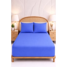 More Home Tek Kişilik Lastikli Çarşaf Seti + Yastık Kılıfı Koyu Mavi koyu Mavi