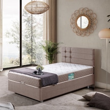 Viyana Tek Kişilik Baza Başlık Comfort Yatak Seti Açık Kahve 90 x 190