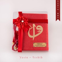 Tesbih + Yasin Hediye Seti Çanta Boy, Elifvav, Raşel, Kırmızı