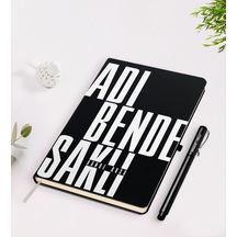 Kişiye Özel Isimli Adı Bende Saklı Tasarımlı Siyah Defter Kalem S