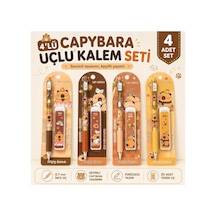 4'lü Sevimli Karakterli Uçlu Kalem Seti 0.7 Mm Yedek Uçlu Capybara Capybara