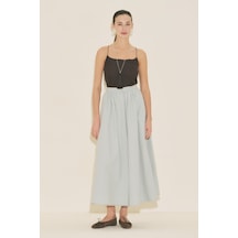 Manuka Önü Düğmeli Poplin Etek Mavi Ss26etk00001-22 Mavi
