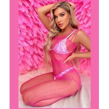 Intive Lingerie Secret Babe Pembe Özel Bölgesi Açık Desenli File Detaylı Vücut Ç Pembe