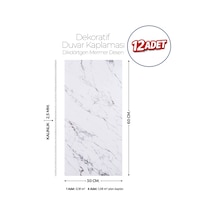 30x60 Cm Kendinden Yapışkanlı Duvar,banyo,tezgah Arası Kaplama Açık Mermer Desen 12 Adet 30 X 60 Cm