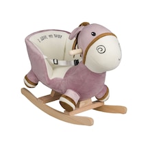Vavbaby Sallanan At Ahşap Peluş Yumuşak - Eşek Pembe