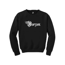 Burzum Design Logo Siyah Sweatshirt Beyaz