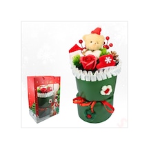 Pelüş Ayıcıklı Kokinalı Çantalı 35cm Yılbaşı Buketi - Yeşil