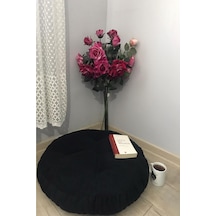 Siyah Yuvarlak Mini Yer Pufu,yer Minderi Siyah