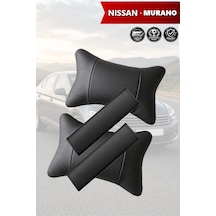 Nissan Murano Uyumlu Deri Kemer Koruyucu Lüks Siyah Deri Yastık Set