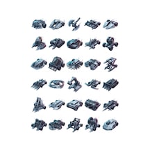 30 Adet Savaş Robotu Zırhlı Şasi Sticker Seti - Laptop Kılıf Matara Çok Renkli