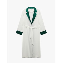 Koton Krep Kumaş Kuşaklı Kontrast Detaylı Uzun Kollu Kimono Beyaz 7wak50087uw