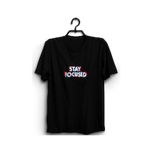Stoned&Fame Stay Focused Baskılı Unisex %100 Pamuk Siyah T-shirt SIYAH Siyah