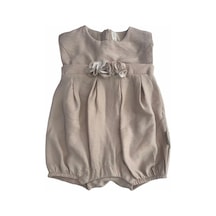 Babydoll Tulum Kahverengi Çiçekli Bej