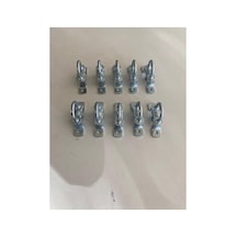 Metal Branda Dorse Kancası 10 Lu Set Döner Mandal Kilit 40 No Oval Kapsül Uyumlu Gri