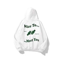 Tarzsokak Unisex Nice To Meet You Sweatshirt Hoodie Beyaz