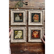 Oscar Stone Decor Çerçeveli Taş Tablo Duvar Dekoru 20x20cm 4'lü Set Baykuşlar Fil Ve Balina Diğer