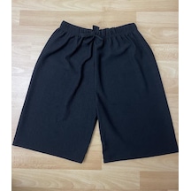 Betimoda Kadın Beli Lastikli Bol Paça Oversize Bürümcük Kumaş Şort 001