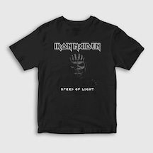 Presmono Unisex Çocuk Light Iron Maiden T-shirt Siyah