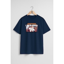 Oversize Misfits Göğüs Tasarımlı Unisex T-shirt Lacivert