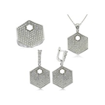 Casera's Gümüş Zirkon Taşlı Altıgen Kadın Set Csr2182057 Gümüş