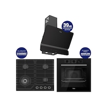 Flowart Turbolu Silenart QBL62CS - NT025WFA - D080SA Siyah Cam Ankastre Set