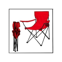 Uyguna-yakala Kırmızı - Taşıma Çantalı Katlanır Kamp Piknik Sandalyesi - Bardaklıklı -tab.284 Kırmızı