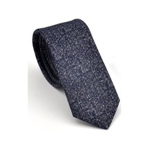 Gaffy Füme Gri Kırcıl Desenli Lacivert Dokuma Kumaş Mendilli Slim Fit Kravat // Sdk230917 Gri - Lacivert