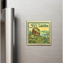 Sri Lanka Sri Lanka - Posta Pulu Temalı Ülke - Baskılı Buzdolap Magneti Kare - 9x9 Cm