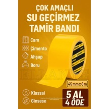 Çok Amaçlı Su Geçirmez Sızdırmaz Dayanıklı Izolasyon Sarı Tamir Bandı 45 Mm 8 Mt 1 Adet Güçlü