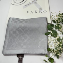 Vakko 90x90 Jakarlı Saf İpek Eşarp - 05493 - 68x200 / Gümüş Gümüş