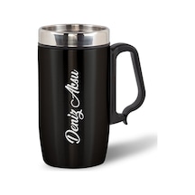 Kişiye Özel Kulplu Çelik Termos Bardak 240 Ml - Siyah Kobitmeyencom33584 Bk Gift Renkli