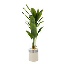 Yapay Muz Ağacı 200 Cm Krem Gümüş Kemerli Metal Saksıda Krem-gumus