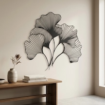 Ginkgo Bilbao Yaprağı Metal Tablo Siyah