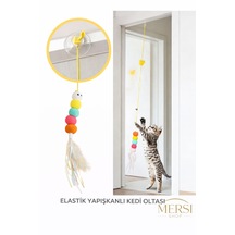 Elastik Yapışkanlı Kedi Oyuncağı Çanlı Esnek Oltalı Kedi Oyunu