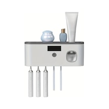Chuangyinshop Gri Beyaz Usb Şarjlı Akıllı Diş Fırçası Askısı Duvar Montajlı 5 Gözlü Gri Beyaz