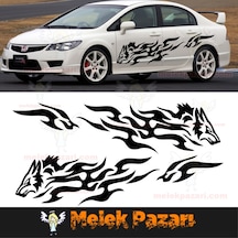 Tribal Kurt Oto Sticker. Sağ Sol Set