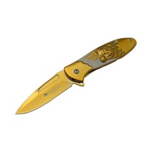 Sibirya Ayı Desenli Gold Kamp Çakı Sarı