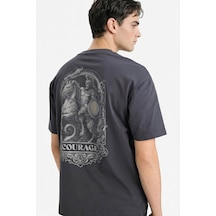 Defacto Baskılı Antrasit Erkek T-shirt G0458ax/ar191 Antrasit