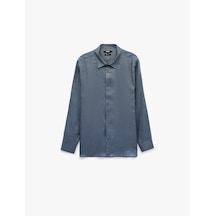 Koton Regular Fit Klasik Yaka Uzun Kollu Keten Gömlek Okyanus Mavisi 6sam60206hw Mavi