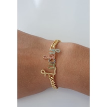 Scritto Lucky Şans Yazılı Gold  Bileklik Metalik
