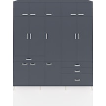 Hyperion Dolap 8 Raflı 4 Çekmeceli 3 Askılı 220x44x243 Antrasit-antrasit/antrasit Antrasıt/antrasıt